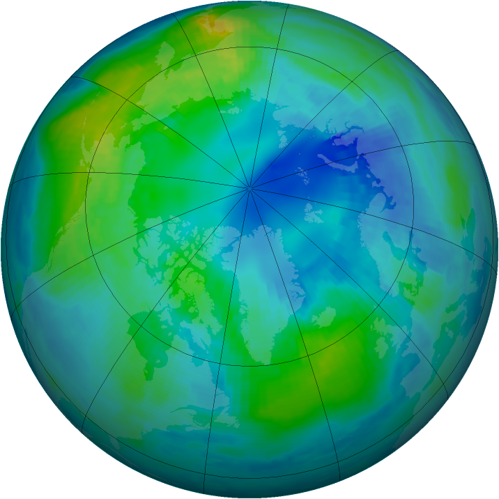 Arctic ozone map for 18 October 2000